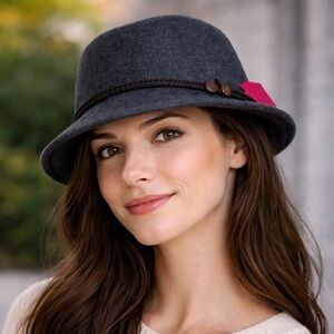 Women’s Wool Felt Wide Brim Hat | Structured Fedora Style- One Size